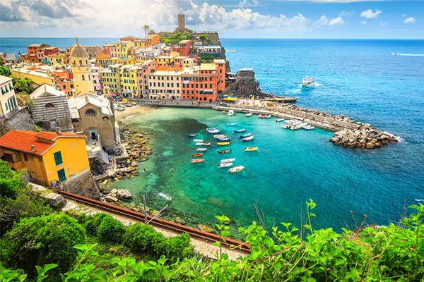 Stunning panorama of Vernazza with magical suspended garden, Cinque Terre National Park, Liguria, Italy, Europe